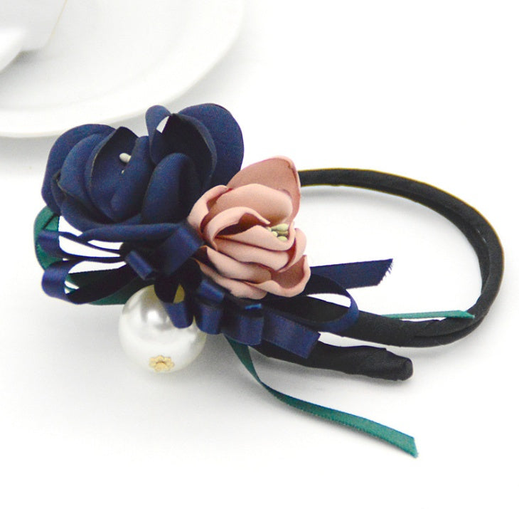 Bun Hair Half Bun Pearl Flower Hair Plate Hair Elastic Korean Styling Headdress Hair Accessories Bun Hair Half Bun Pearl Flower Hair Plate Hair Elastic Korean Styling Headdress Hair Accessories